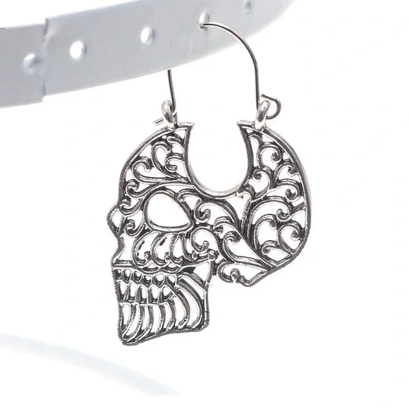 Any 2/$20! Boho Sugar Skull Open Work Earrings - Picture 9 of 12